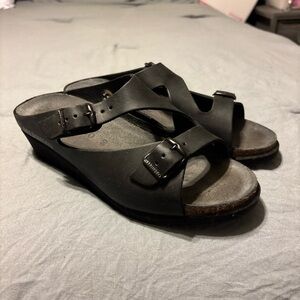 Mephisto Black Leather Sandals